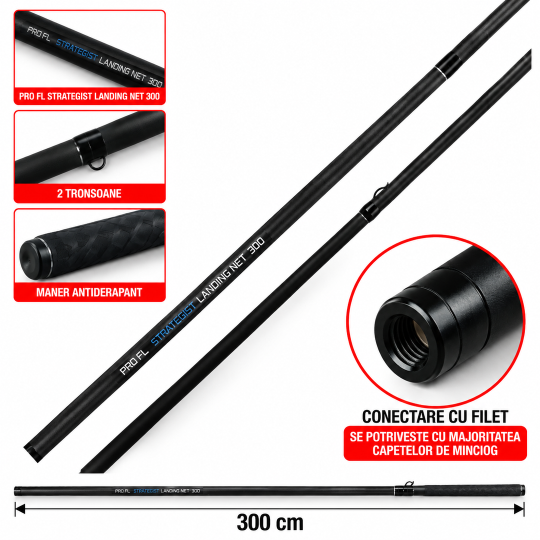 Coada Minciog PRO FL Strategist Landing Net 300cm – 2 Tronsoane