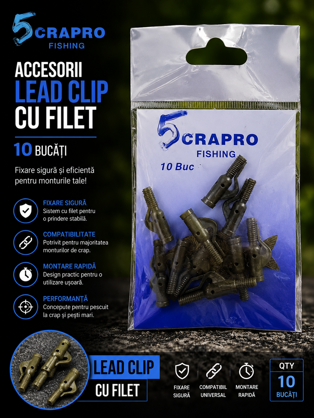 LEAD CLIP CRAPRO CU FILET 10BUC
