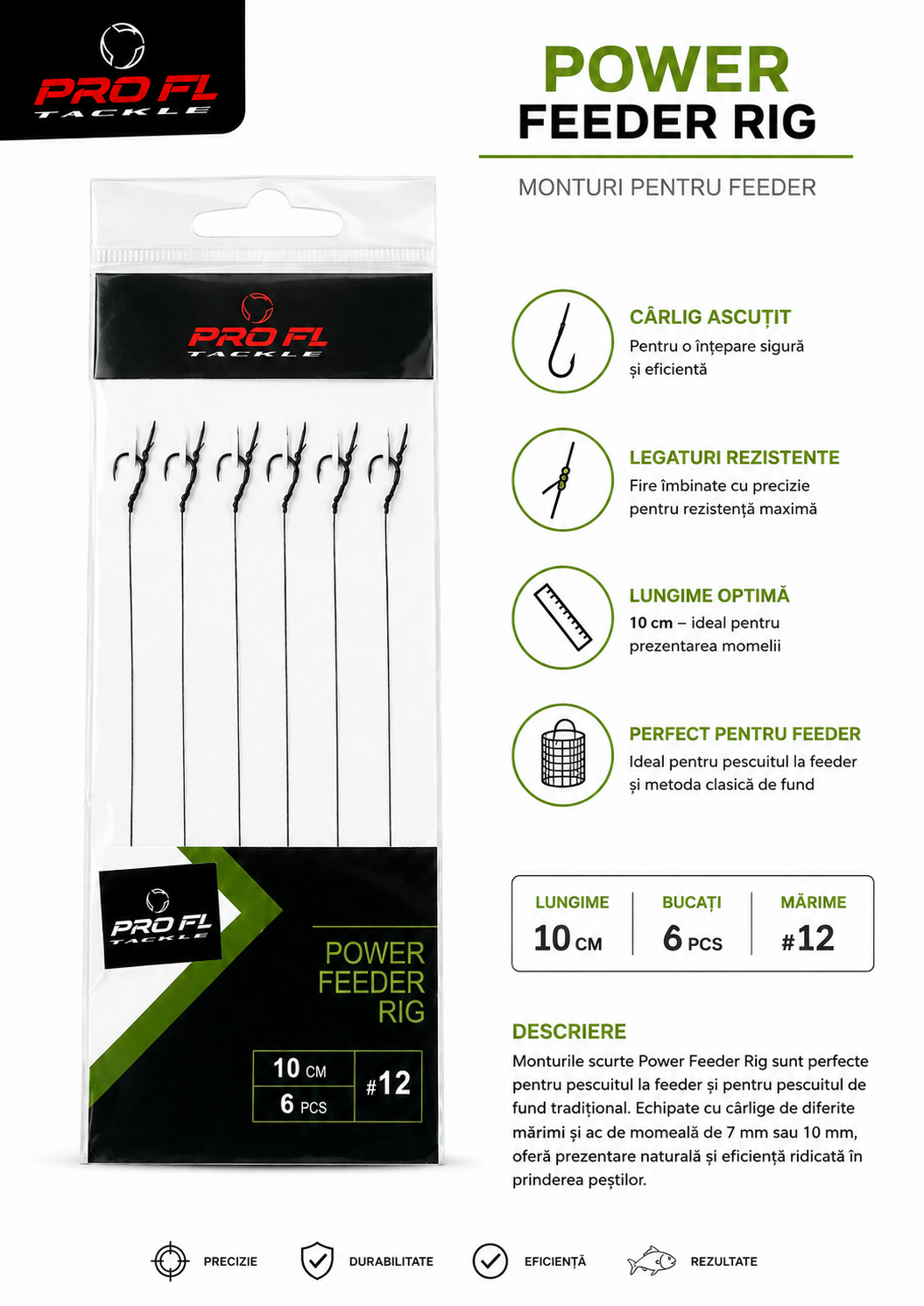 Carlige Legate Pro FL Power Feeder Rig Nr. 12, 10cm, 6 Bucati