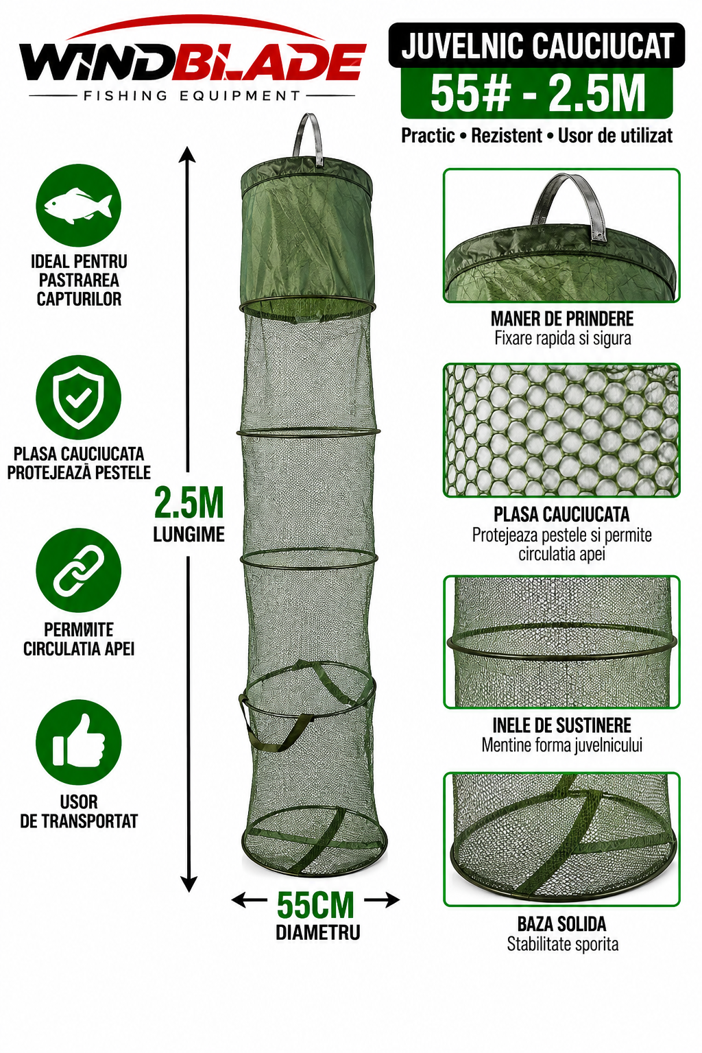 Juvelnic Cauciucat Windblade 55# – 2.5 m