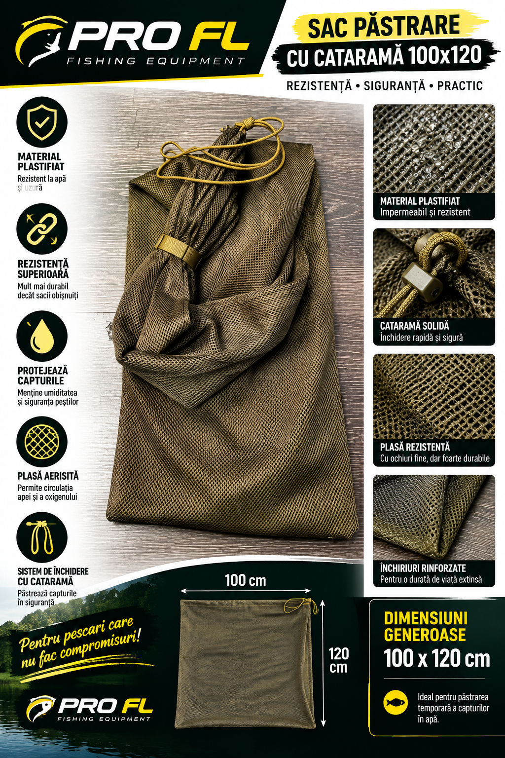 Sac Pastrare PRO FL cu Catarama Plastifiat 100x120 cm