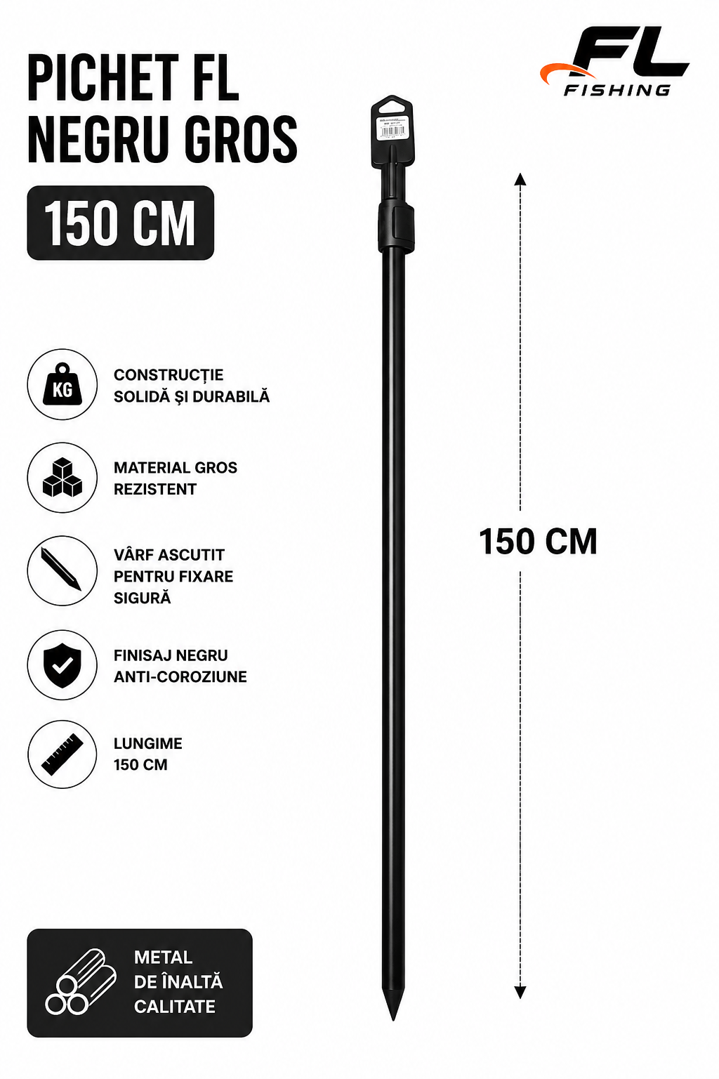 Pichet FL Negru Gros 150 cm