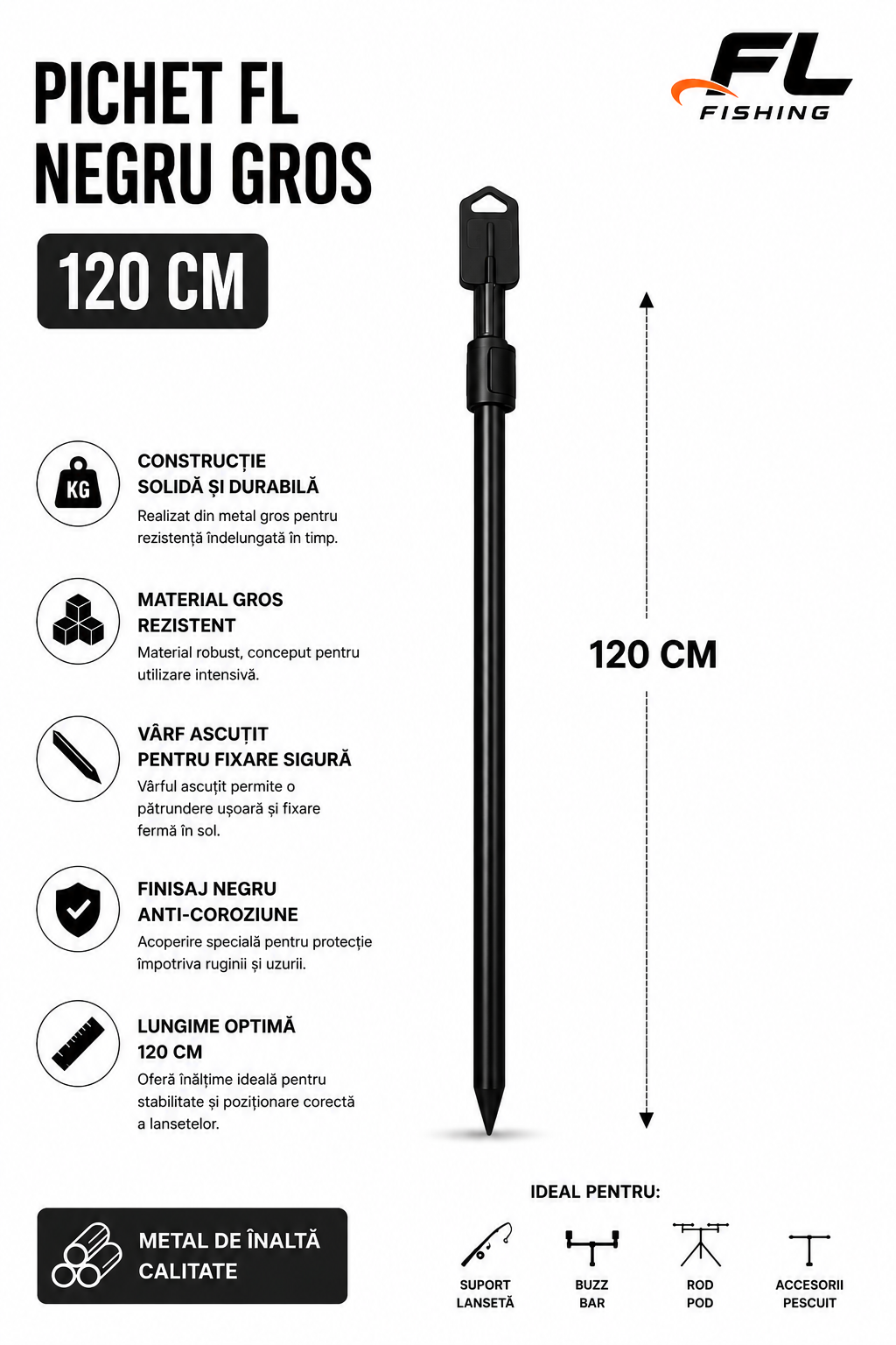 Pichet FL Negru Gros 120 cm