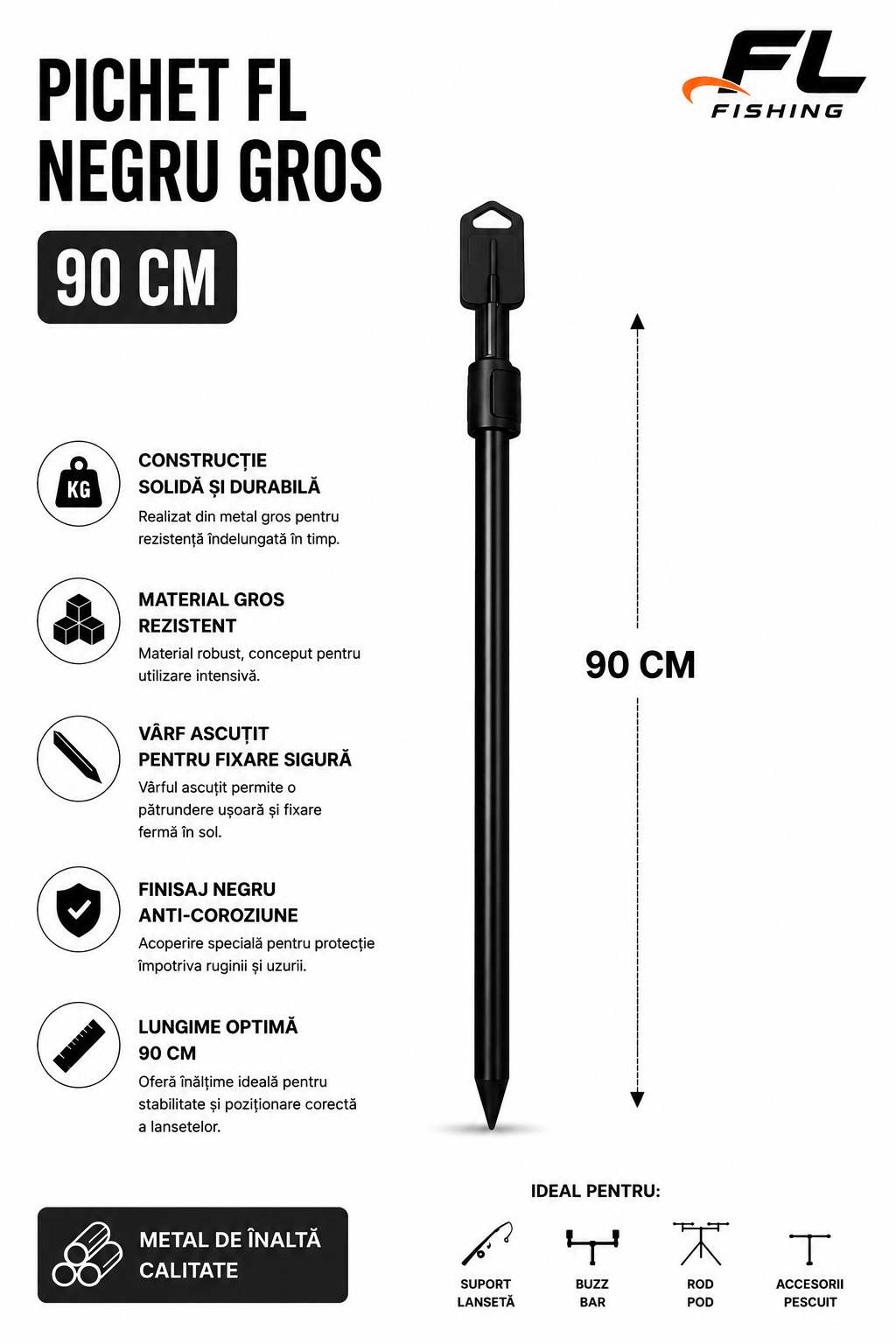 Pichet FL Negru Gros 90 cm