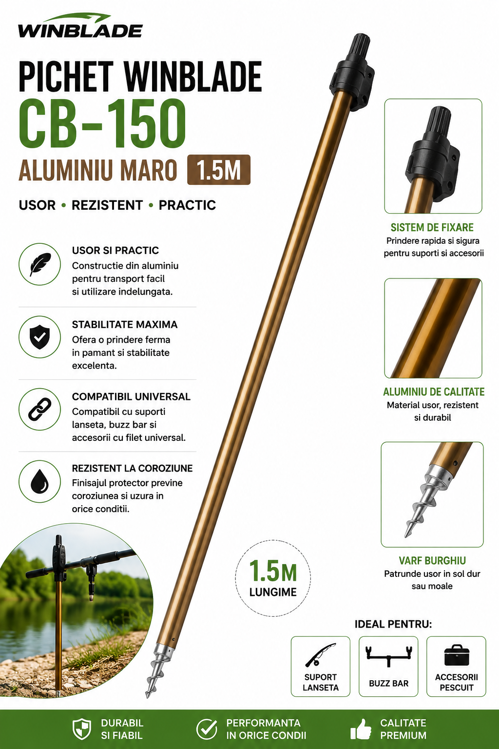 Pichet Maro Windblade CB-150 Aluminiu 1.5 m cu Burghiu