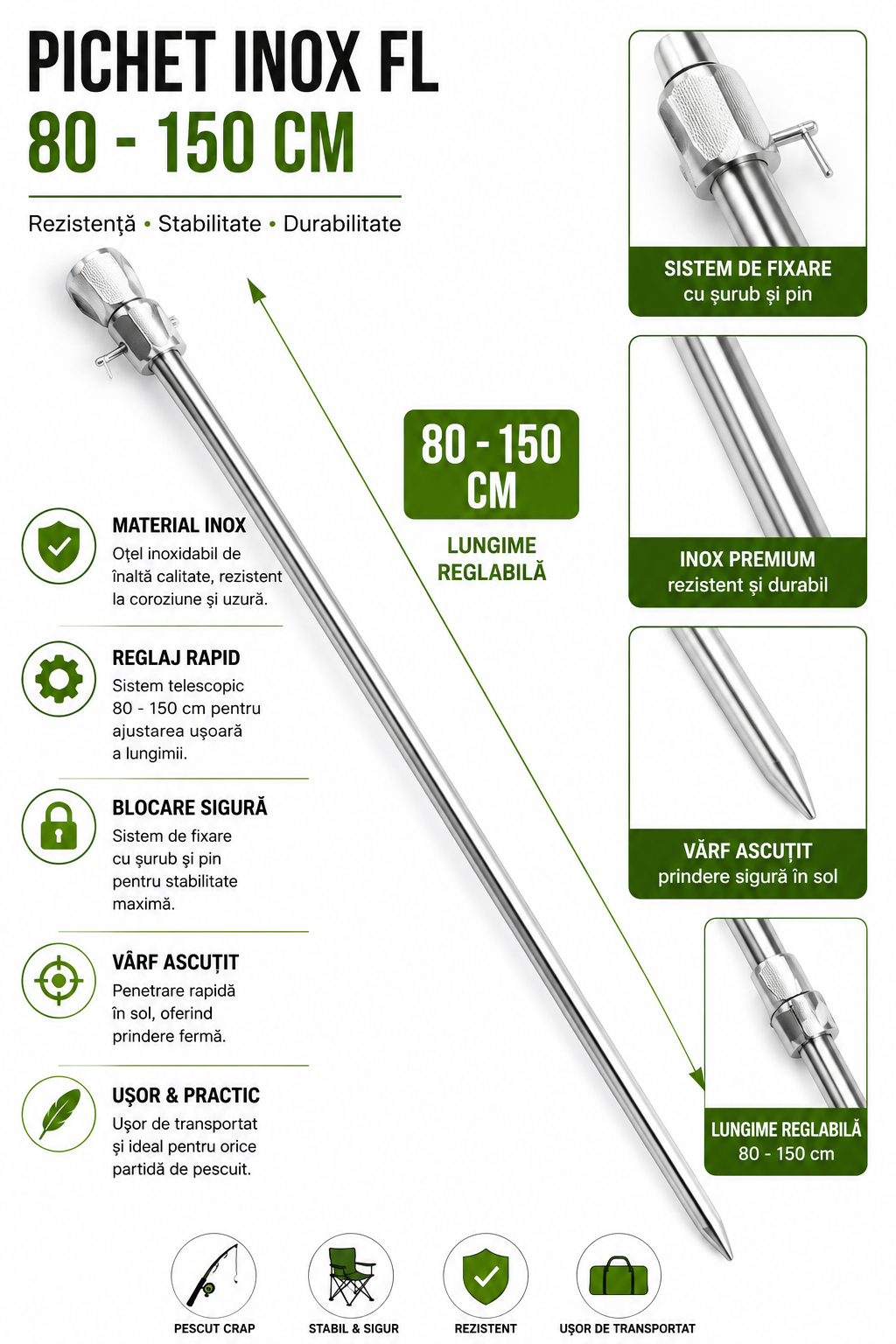 Pichet Inox FL 80-150cm Reglabil