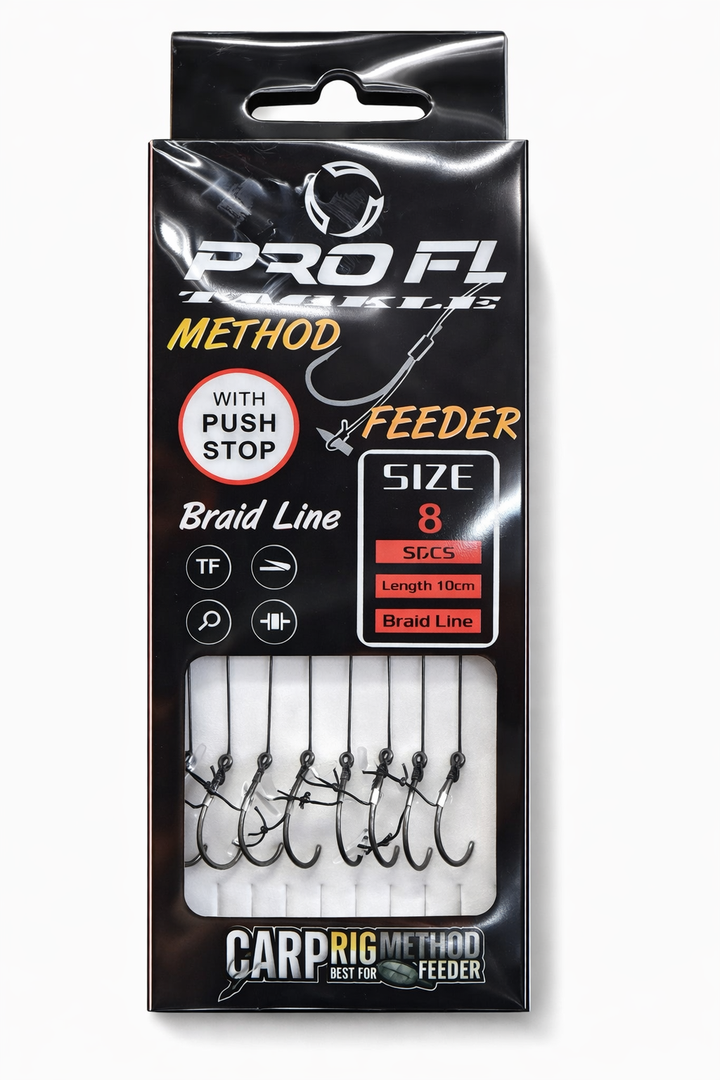 Carlige legate cu fir de par PRO FL TACKLE METHOD FEEDER NR.8 8BUC/PLIC