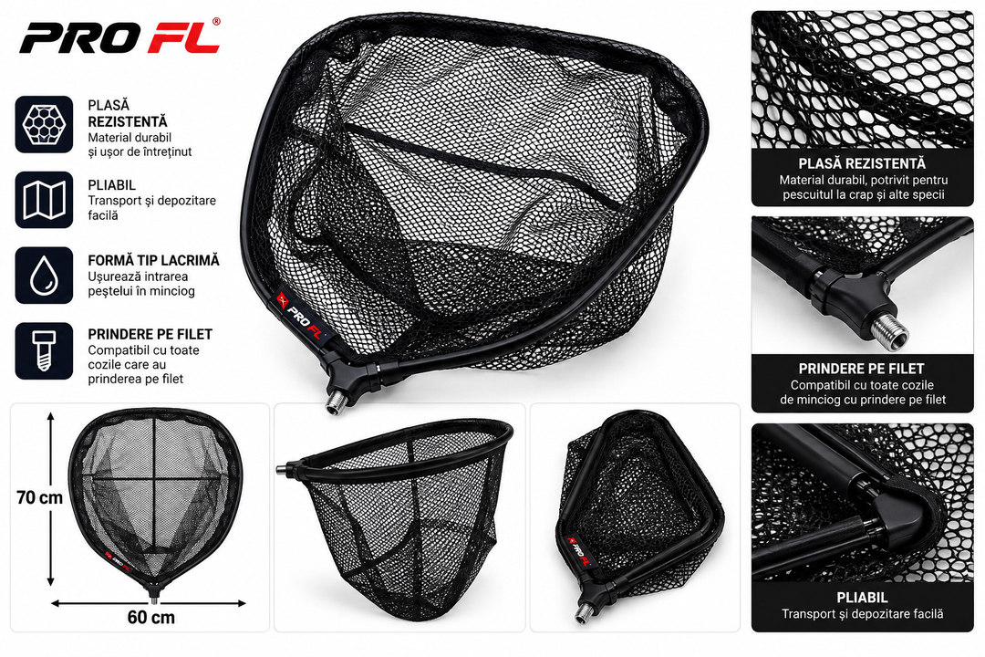 Cap Minciog Pliabil PRO FL Negru 60x70 cm