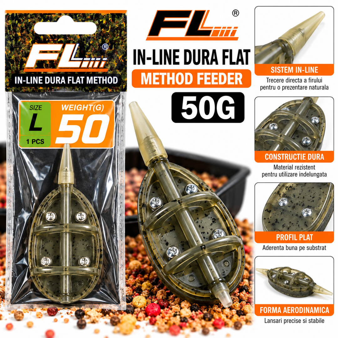 Method Feeder FL In-Line Dura Flat – 50g, Marimea L
