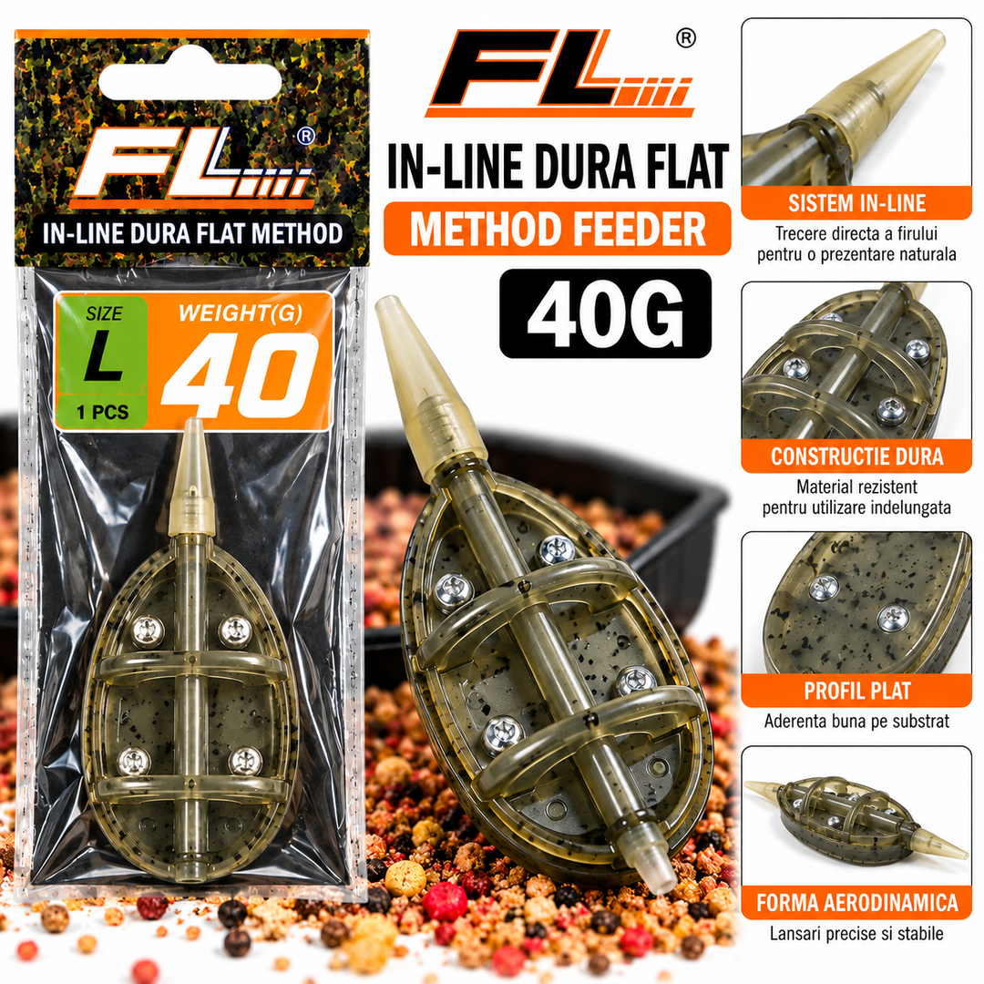 Method Feeder FL In-Line Dura Flat – 40g, Marimea L