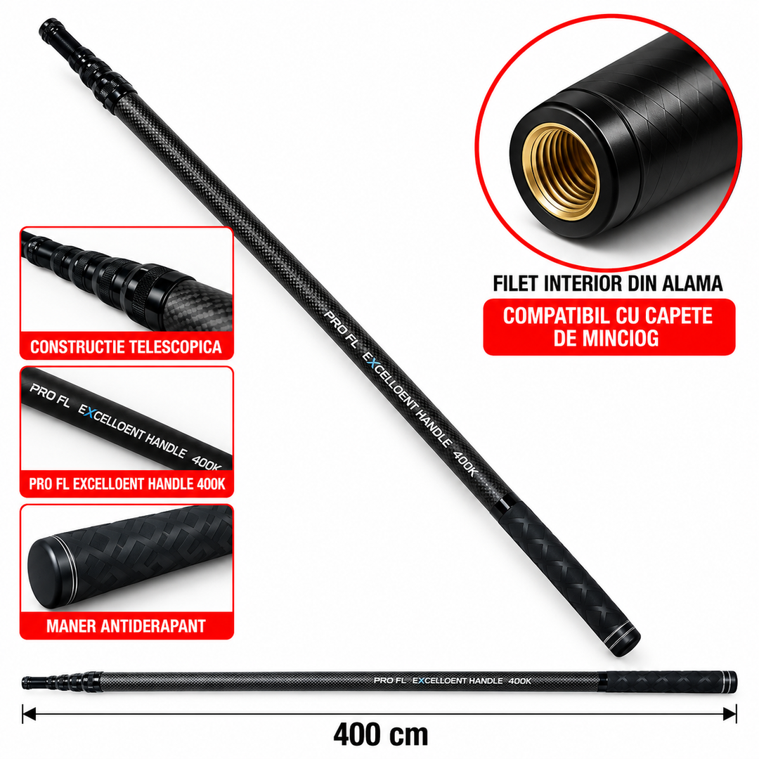 Coada Minciog Telescopica PRO FL Excelloent Handle 400K – 400cm