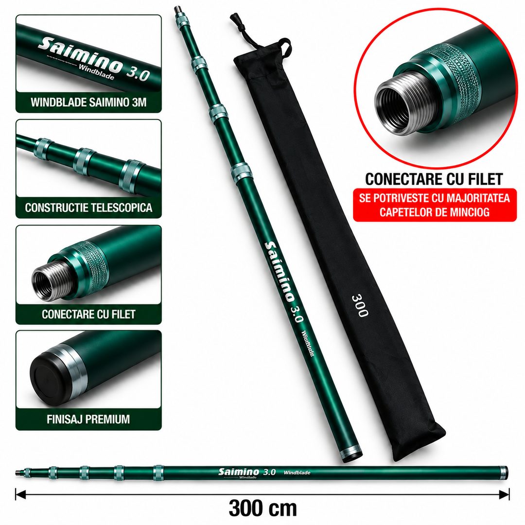 Coada Minciog Carbon Windblade Saimino 300cm – 3 Metri