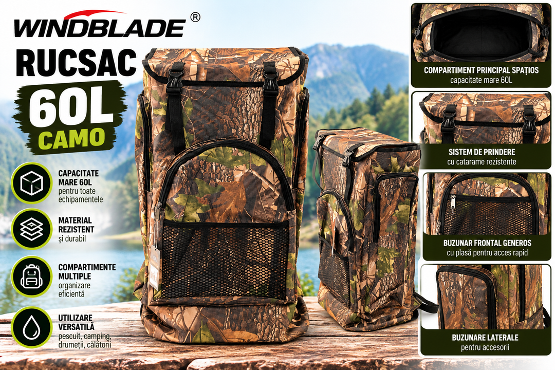 Rucsac Windblade Camo 60L – Rucsac Pescuit si Outdoor