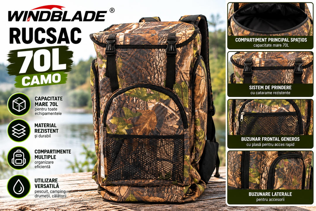 Rucsac Windblade 70L Camo – Rucsac Pescuit si Outdoor