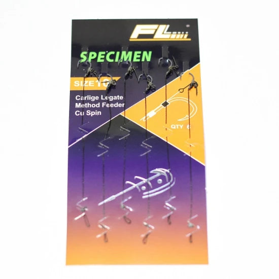 Carlige Legate Fl Method Feeder Cu Spin 7mm Carlig Specimen Nr 6 6buc/set